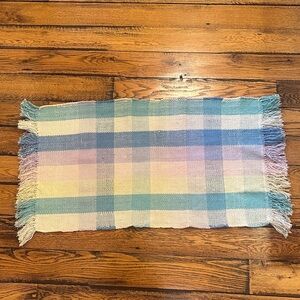 VINTAGE🤩PASTEL WOVEN COTTON RUG WITH FRINGE